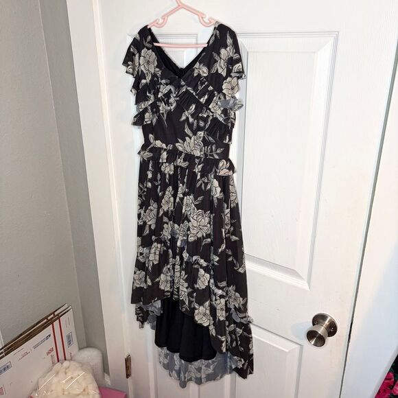 Joyfolie Mia Joy Clarissa Ruffle Dress High Low Hem Black Beige Floral Girls 8 - Picture 8 of 13